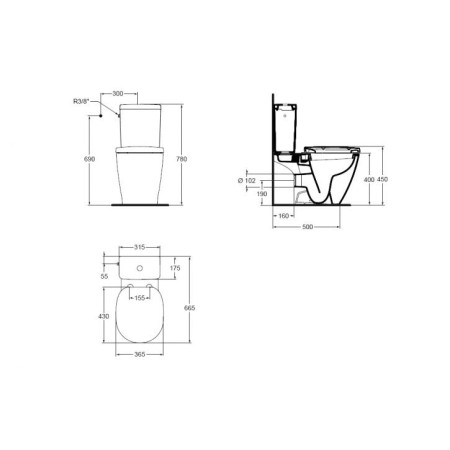 Ideal Standard Connect CUBE с хоризонтално оттичане на топ цена — Gaudi DS