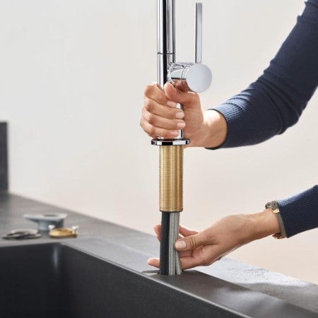 Hansgrohe Talis M54 270 кухненски смесител, изтеглящ се струйник, хром на топ цена — Gaudi DS