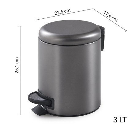 Gedy Potty 3L Gun Metal овално кошче, опушено сиво