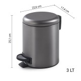 Gedy Potty 3L Gun Metal овално кошче, опушено сиво 1 3209 81