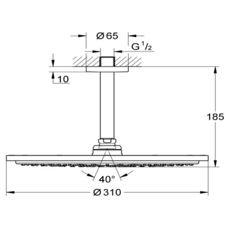 GROHE Rainshower Cosmopolitan 310, душ пита за таван, brushed hard graphite