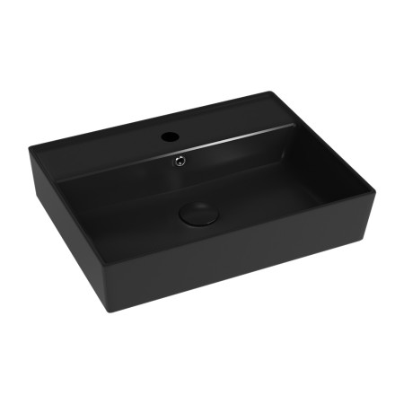 Quarter Bath Cross Line мивка за плот 60х46.5 см, с отвор и преливник, черен мат