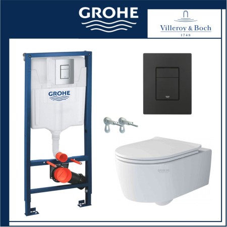 Пакет Villeroy & Boch Soul 53 см, структура Grohe, черен мат бутон