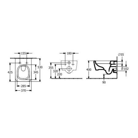 Пакет Villeroy & Boch Skyla квадратна, черен мат структура Grohe с черен мат бутон
