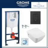 Промо пакет Grohe, черен мат бутон + V&B Architectura TwistFlush, квадратна конзолна WC вортекс 10 38772001+5685CL01