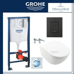 Промо пакет Grohe, черен мат бутон + V&B Subway3.0 TwistFlush 38772001+4670TS01