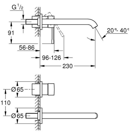 Grohe Essence смесител за вграждане за мивка, 23 см, хром