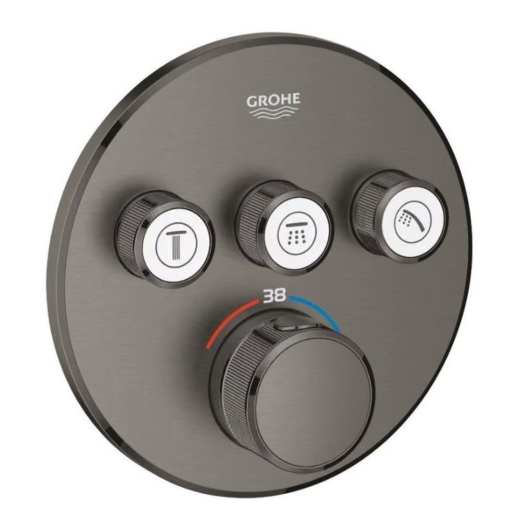 GROHE Smart Control термостатен смесител за вграждане с 3 функции,  Brushed Hard Graphite 29121AL0