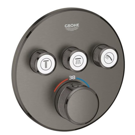 GROHE Smart Control термостатен смесител за вграждане с 3 функции,  Brushed Hard Graphite