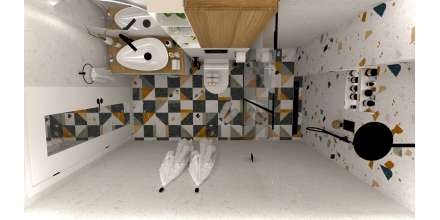 Ефектна баня с гранитогрес Stracciatella тип Terrazzo 80x80