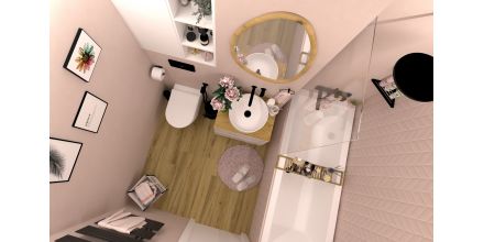 Впечатляваща комбинацията от розово и черно с плочки Marazzi Flora Rosa 30x90