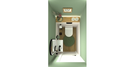 Тоалетна с плочки Cifre Kone Sand 30x90 и гранитогрес Marazzi Treverkheart Beige 15x90
